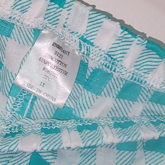 Anthony Richards Green and White Check Pattern ShortSet Pajamas 1X New - Picture 10 of 11